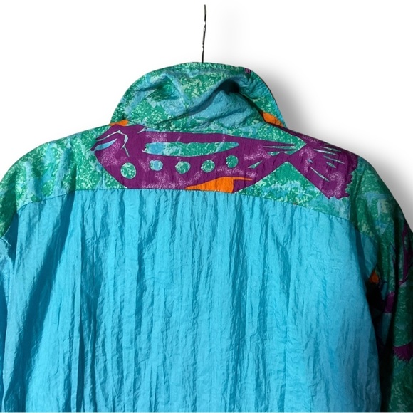 Sergio Tacchini Vintage Windbreaker Sz 10 Womens Italian Blue 80's Retro Jacket - Picture 7 of 10